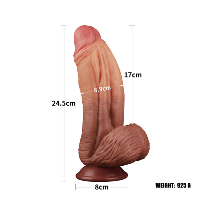Censan 10 İnç Dual layered Platinum Silicone Cock Dildo