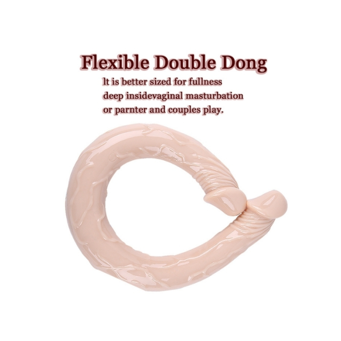 Censan Çift Taraflı Esnek Dildo 40 cm – Gerçekçi Dokulu Ten Renk