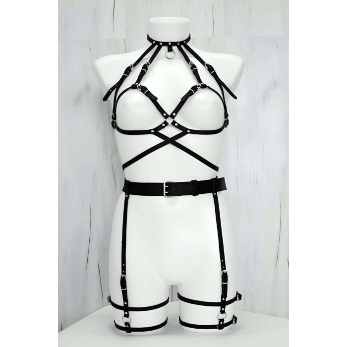 Şık ve Seksi Deri Fantazi Giyim Takım - APFT325