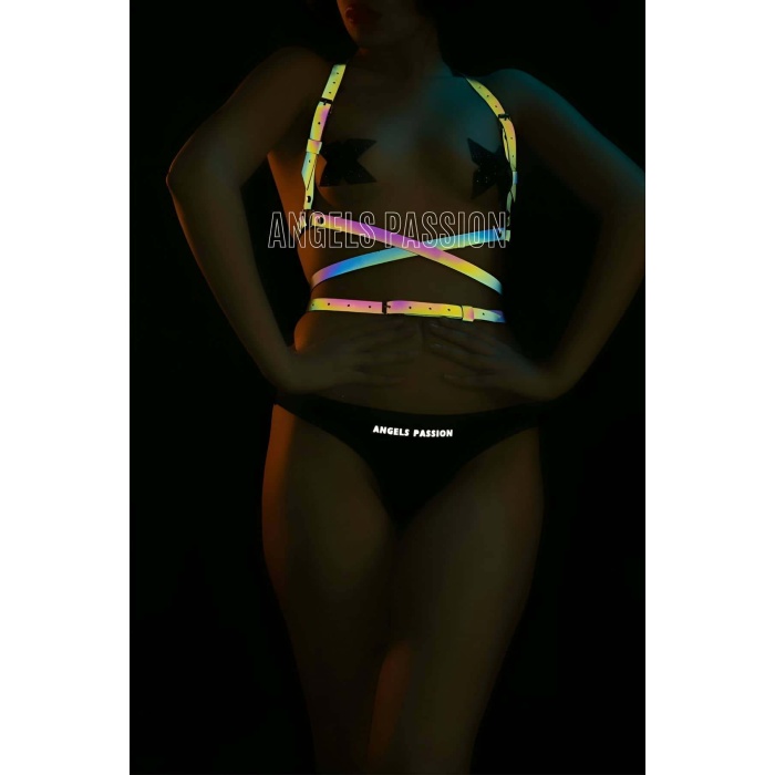 Bel Dolama Detaylı Karanlıkta Renkli Yansıyan Göğüs Harness - APFT172