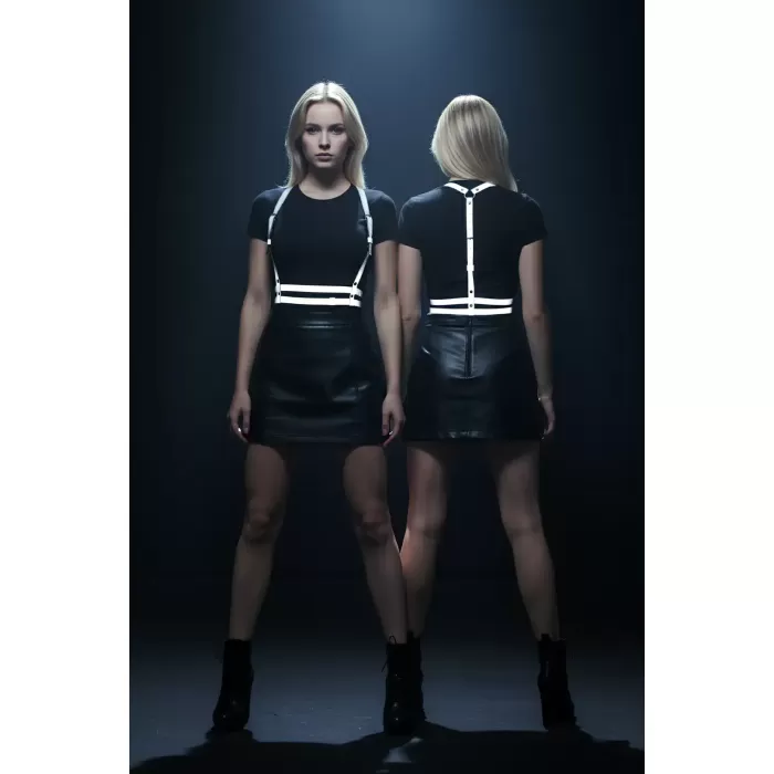 Karanlıkta Yansıyan - Reflektörlü Göğüs Harness, Parti Harness, Elbise Aksesuar - APFT205