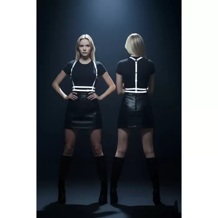 Karanlıkta Yansıyan - Reflektörlü Göğüs Harness, Parti Harness, Elbise Aksesuar - APFT205