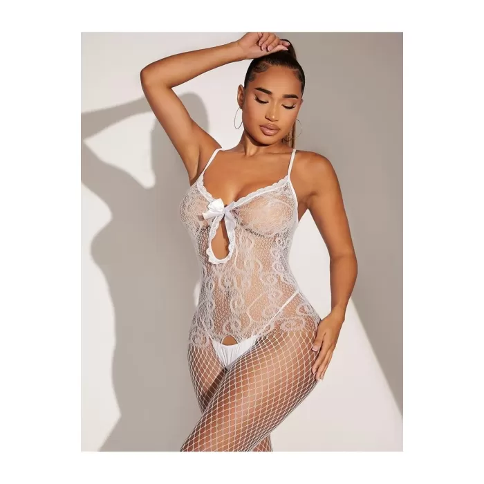 BEYAZ Fantezi Kadın Seksi  Vücut Çorabı