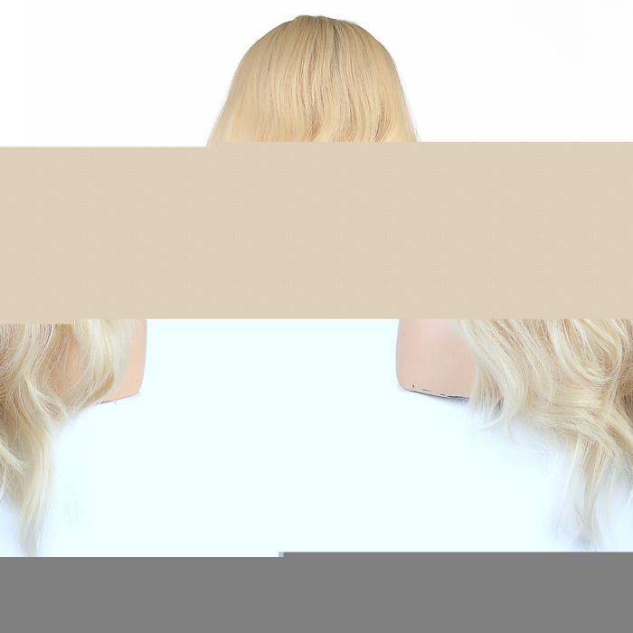 Dalgalı Perçemli Fiber Sentetik Orta Boy Peruk - Platin