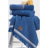 3lü Jakarlı Havlu Seti Denim Mavi 50x90 8680108067345