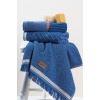 3lü Jakarlı Havlu Seti Denim Mavi 50x90 8680108067345