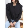 Crop Bomber Ceket Siyah