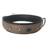 Deri Doğal Taşlı Köpek Boyun Tasması 28-33 cm X-Small Taba