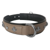 Deri Doğal Taşlı Köpek Boyun Tasması 28-33 cm X-Small Taba