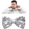Gece Işıltısı Gümüş Payetli Pullu Papyon 7x2 cm