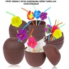 Hindistan Cevizi Hawaii Luau Aloha Pipetli İçecek Kabı Bardak 10x13 cm 1 Adet