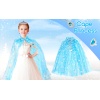 Karlar Ülkesi Elsa Frozen Mavi Pelerin – 80 cm Kar Desenli Çocuk Pelerini ( Taç Hariç )