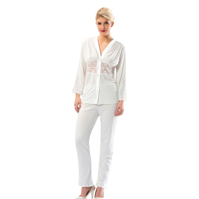 Ekru Penye Pijama Takımı