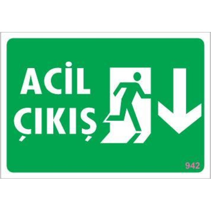 Acil Çıkış Uyarı Levhası 17,5x25 KOD:942
