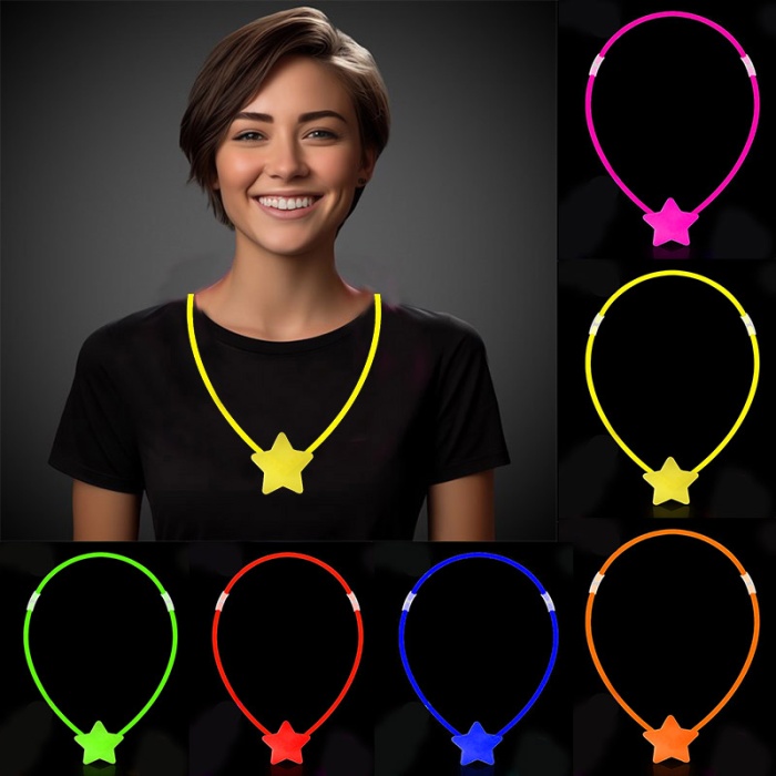 Glow  Yıldız Kolye - Glow Kolye - Glow Stick Partisi Yıldız Kolye 6 Adet