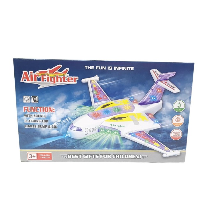 Yerde Gezen Işıklı Sesli Çarp Dön Uçak 37x27 Cm
