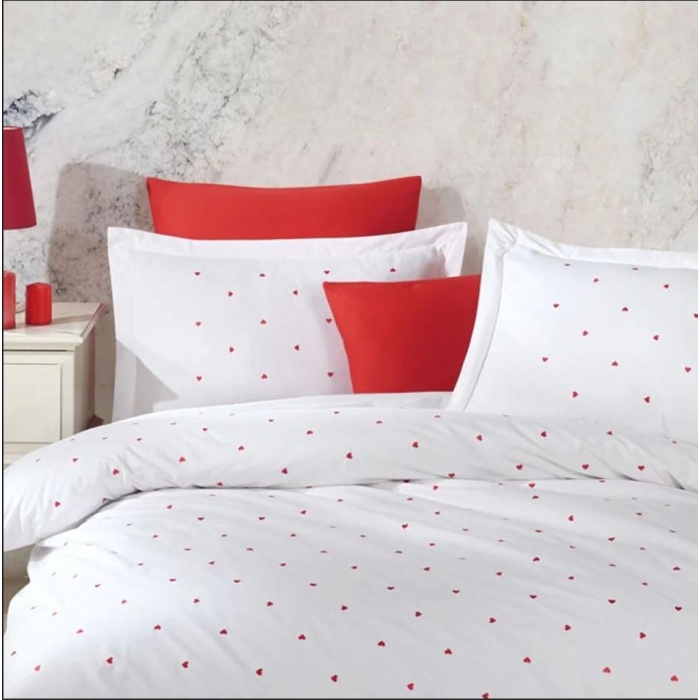 Çift Kişilik Poplin Premium Nakışlı Nevresim Lubow Beyaz 8698499179899