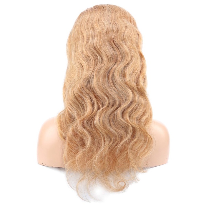 Dalgalı Front Lace Gerçek Tül Peruk / Altın Karamel / 60/65cm