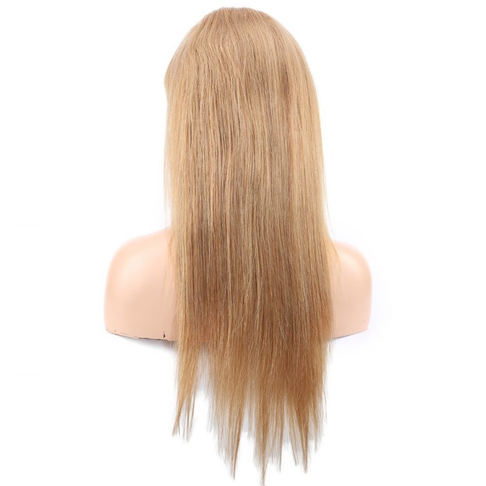 Düz Front Lace Gerçek Tül Peruk / Sıcak Karamel / 60/65cm