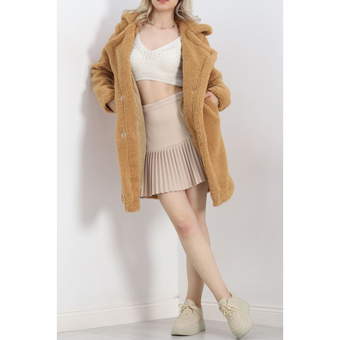 Astarlı Peluş Mont Camel