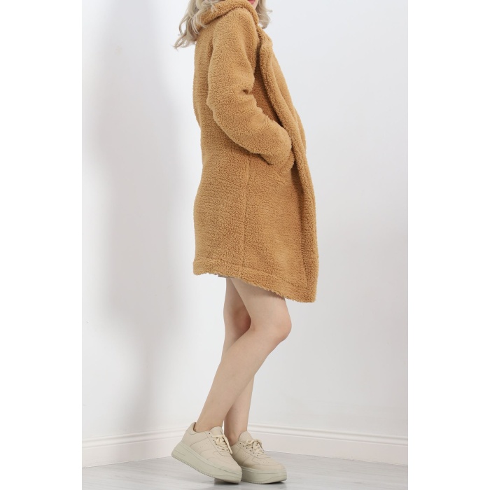 Astarlı Peluş Mont Camel