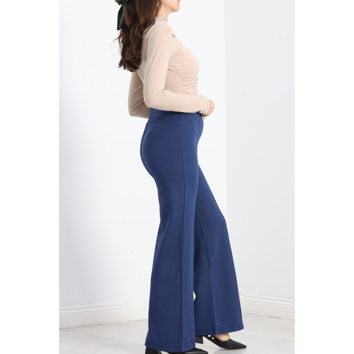 Çımalı Krep Pantolon İndigo