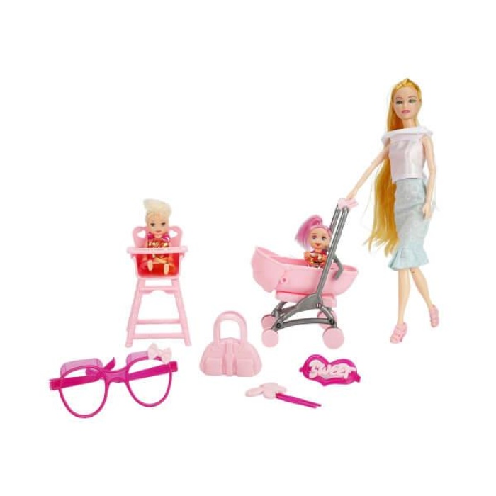 Pusetli Mama Sandalyeli Bebek Seti  Doll Little Baby