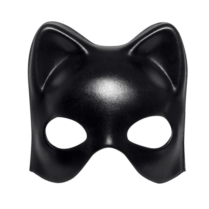 Siyah Deri Görünümlü Kedi Maskesi – Cosplay & Maskeli Balo