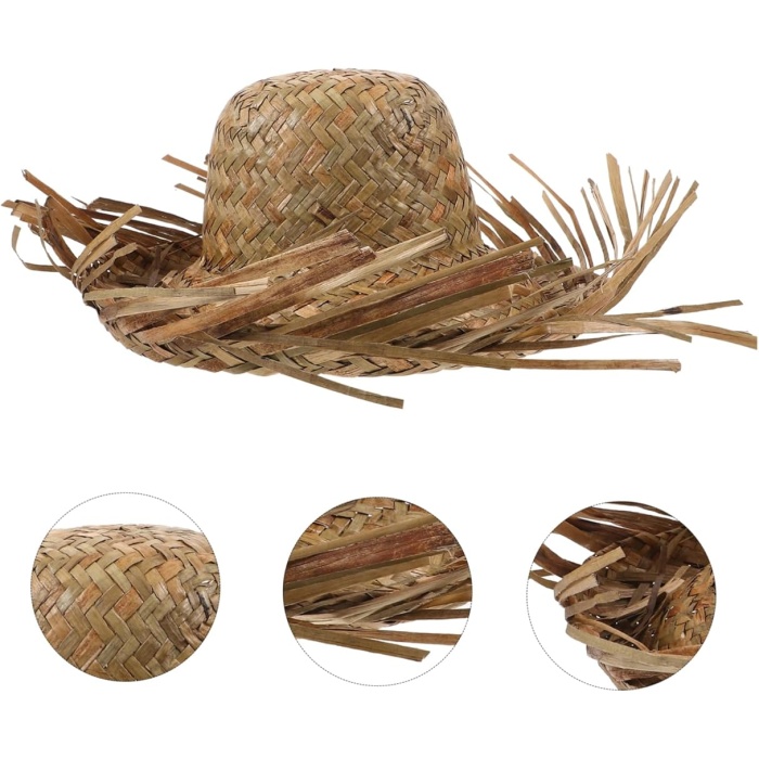 Tropikal Parti Naturel Hasır Hawaii Şapkası 13x36 cm