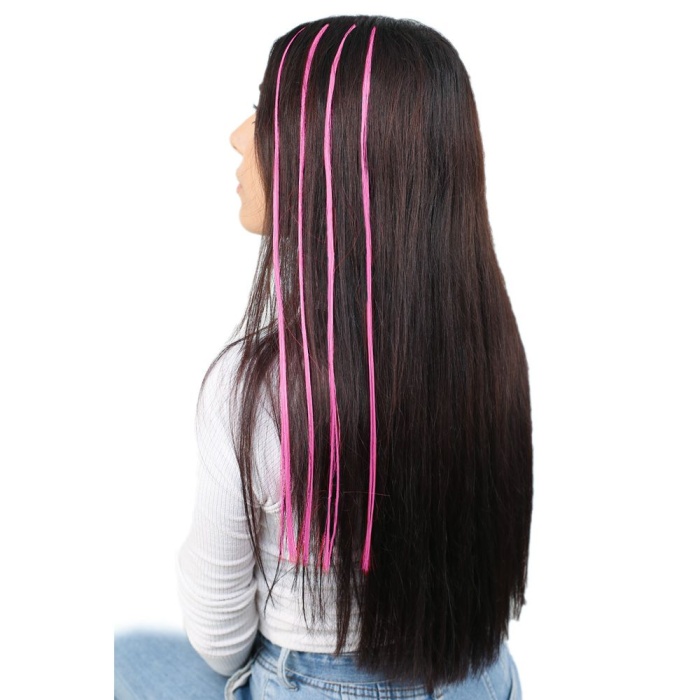 Fiber Sentetik Boncuk Kaynaklık Renkli Saç / Koyu Pembe / 100 Adet