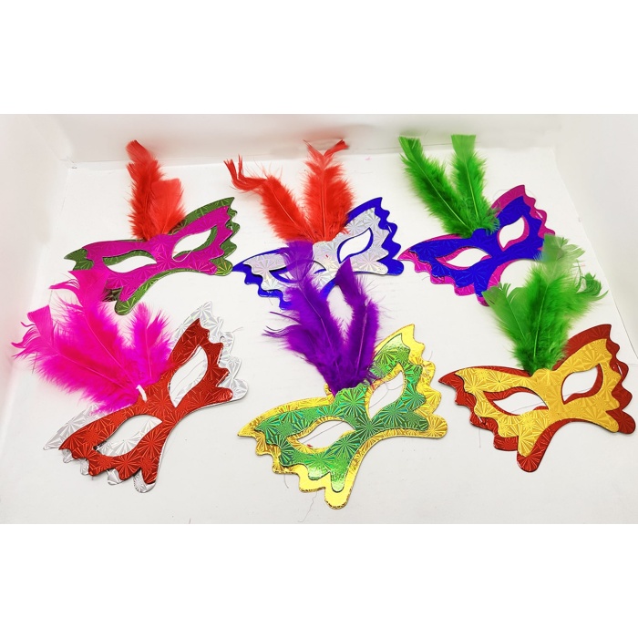 Tüylü Kağıt Karnaval Maskesi (6&#39;lı Set)