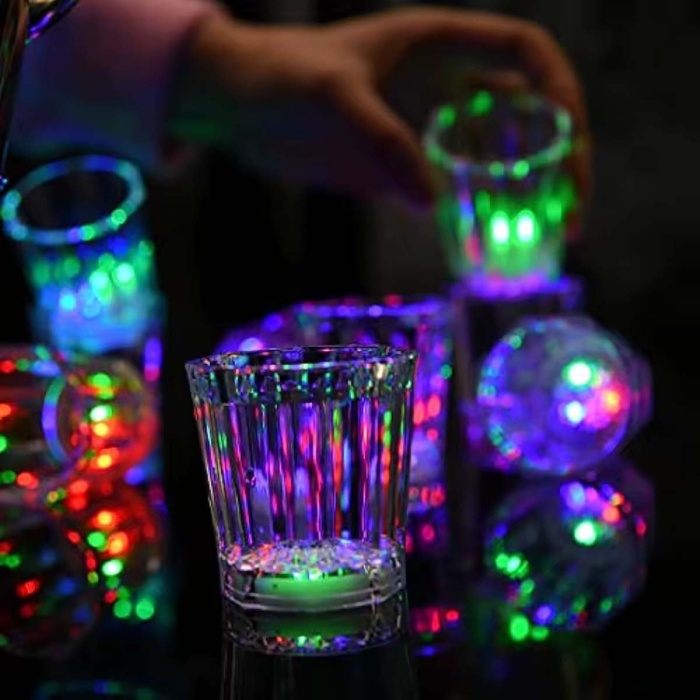 LED Işıklı Eğlence Bardakları - 3 Modlu Renk Değiştiren Bardak 12 Adet