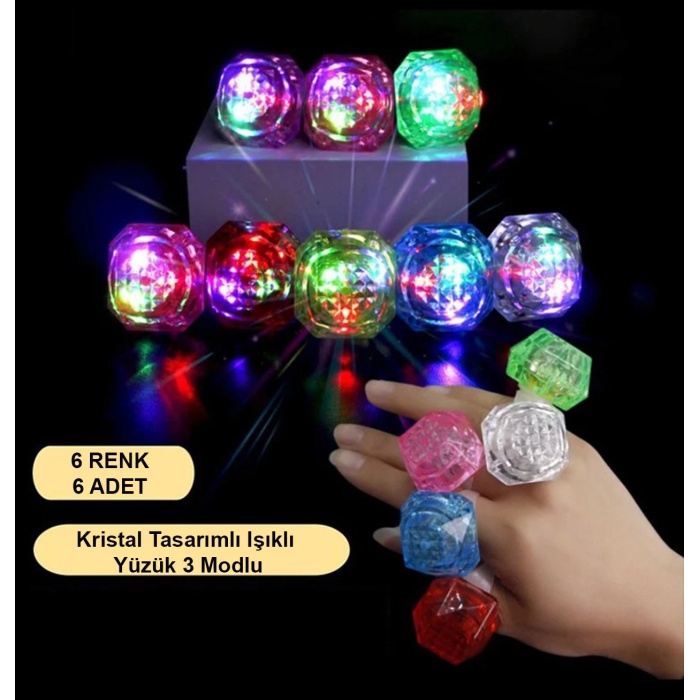 Kristal LED Parti Yüzük Seti (6&#39;lı)
