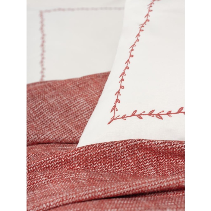 Embrova Şönil Çift Kişilik Yatak Örtüsü/Pike Takımı Loom Bordo
