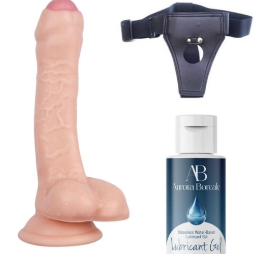 Belden Bağlamalı Kayganlaştırıcı Set Noctis 18cm Realistik Dildo No:100