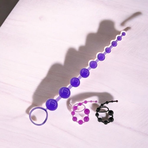 Anal Ve Vajinal 25 Cm Sıralı Jel Zevk Topları Anal Plug Mor