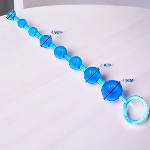 Anal Ve Vajinal 25 Cm Sıralı Jel Zevk Topları Anal Plug Mavi