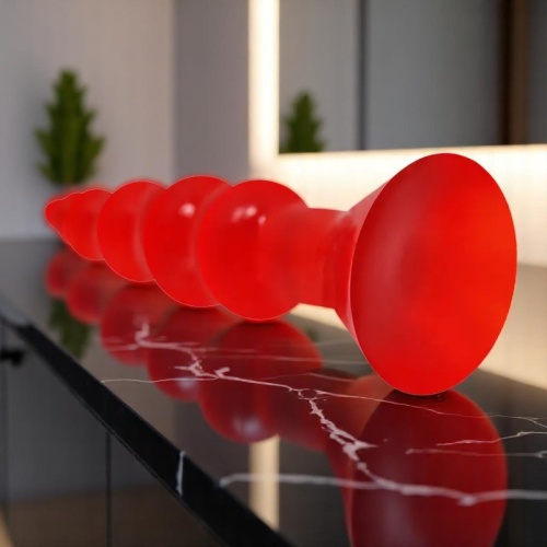 Boğumlu 17 CM Silikon Anal Plug Vantuzlu Anal Tıkaç Dildo Kırmızı