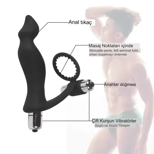 Çift Motorlu Prostat Vibratör Ve Penis Halkası