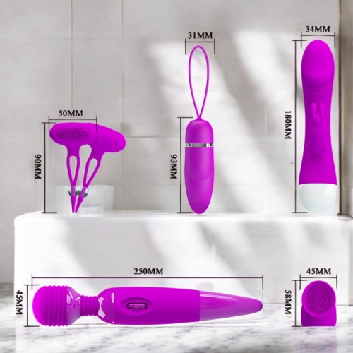 USB Şarjlı Titreşimli Çiftlere Özel 5 Parça Fantezi Vibratör Seti 