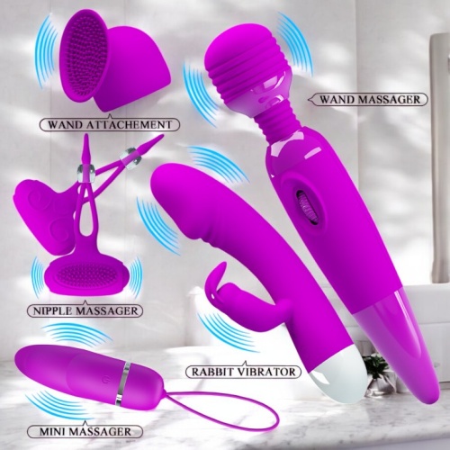 USB Şarjlı Titreşimli Çiftlere Özel 5 Parça Fantezi Vibratör Seti 