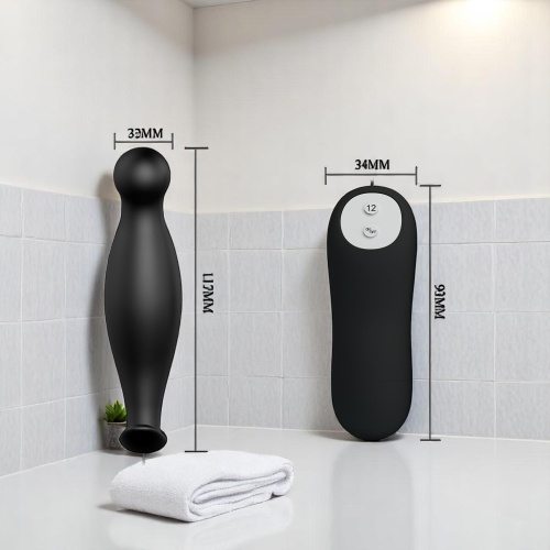 12 Titreşimli Kumandalı Anal Vibratör Zenci Anal Plug Stimülatör