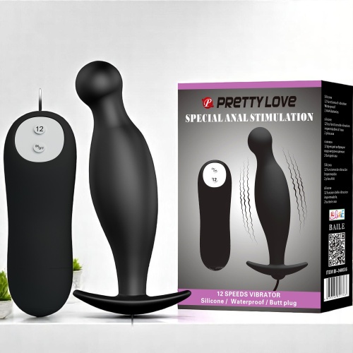 12 Titreşimli Kumandalı Anal Vibratör Zenci Anal Plug Stimülatör