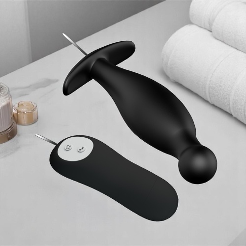 12 Titreşimli Kumandalı Anal Vibratör Zenci Anal Plug Stimülatör