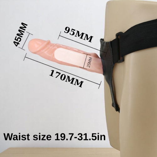 BAİLE 19 cm Yeni Nesil Belden Bağlamalı Çift Katmanlı İçi Dolu Titreşimli Strapon Penis