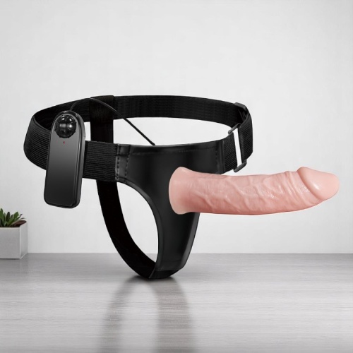 İçi Boş 16 CM Titreşimli Belden Bağlamalı Realistik Penis Strapon