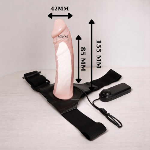 İçi Boş 16 CM Titreşimli Belden Bağlamalı Realistik Penis Strapon