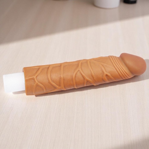 X-LARGE Dolgulu Realistik Penis Kılıfı Uzatmalı Prezervatif Dildo