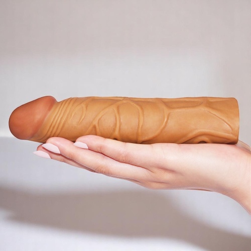 X-LARGE Dolgulu Realistik Penis Kılıfı Uzatmalı Prezervatif Dildo