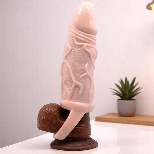 Pretty Love Breyden 18 CM Uzatmalı 3 CM Dolgulu Testis Halkalı Penis Kılıfı